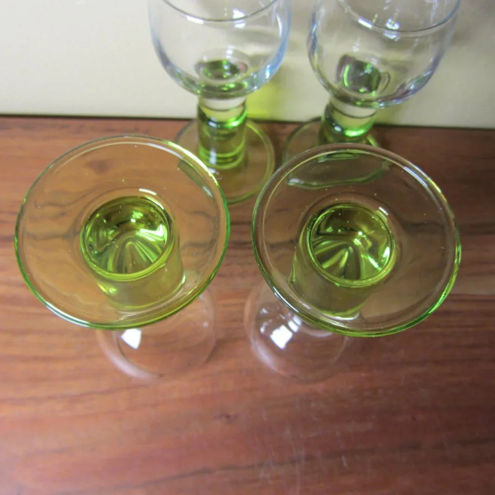3 oz green clear glasses crate & barrel bormioli rocco Limoncino (H224)